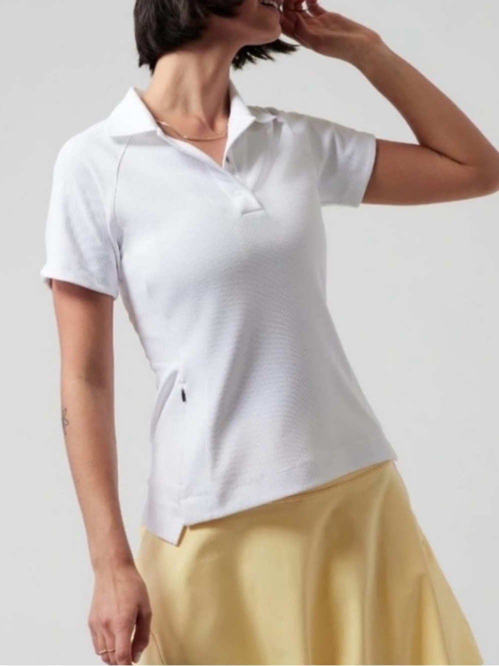 Athleta Everyday Polo Tee Performance Short Sleeve Shirt White Size 1X